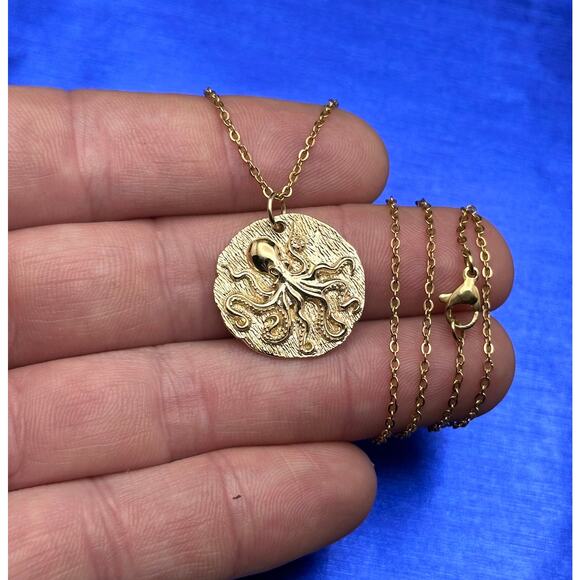Bronze Octopus Pendant with Stainless Steel Chain - Picture 1 of 3